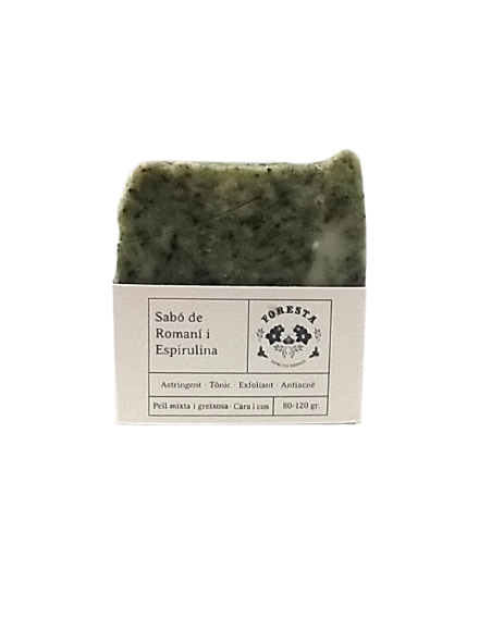Jabón sólido de manos y de cuerpo (romero y espirulina) (100gr)